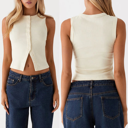 Ribbed Button Tank
