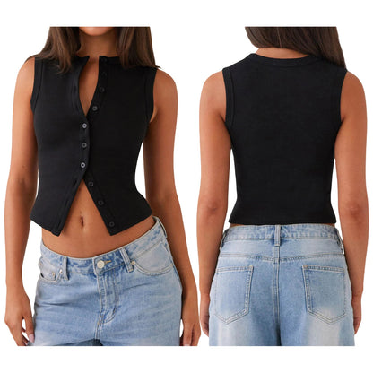 Ribbed Button Tank