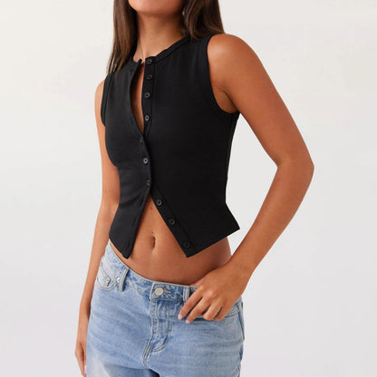 Ribbed Button Tank