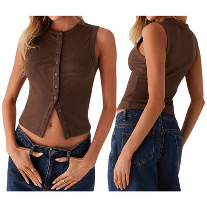 Ribbed Button Tank