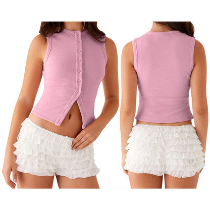Ribbed Button Tank