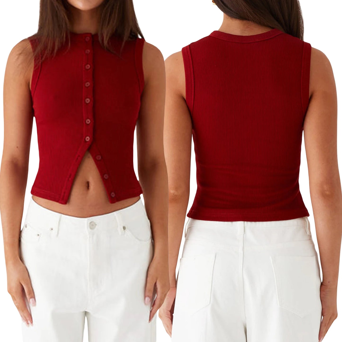 Ribbed Button Tank