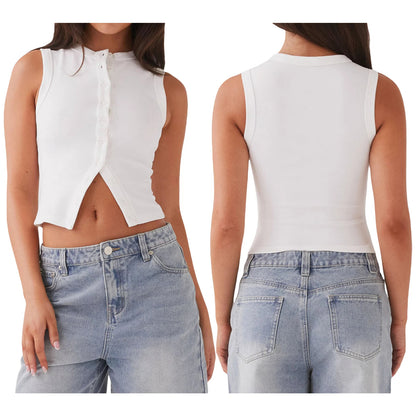 Ribbed Button Tank