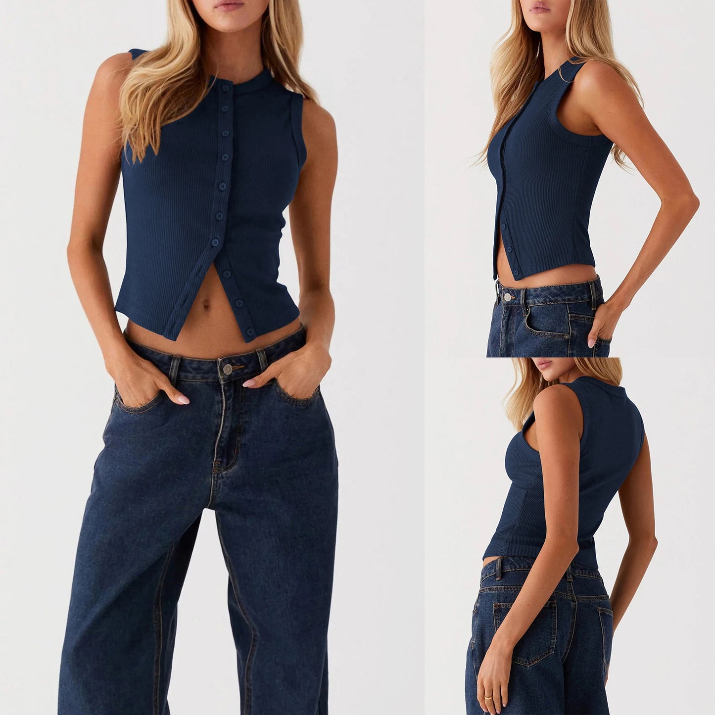 Ribbed Button Tank